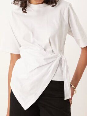 ASOS Design cinched side tee with draping detail in white